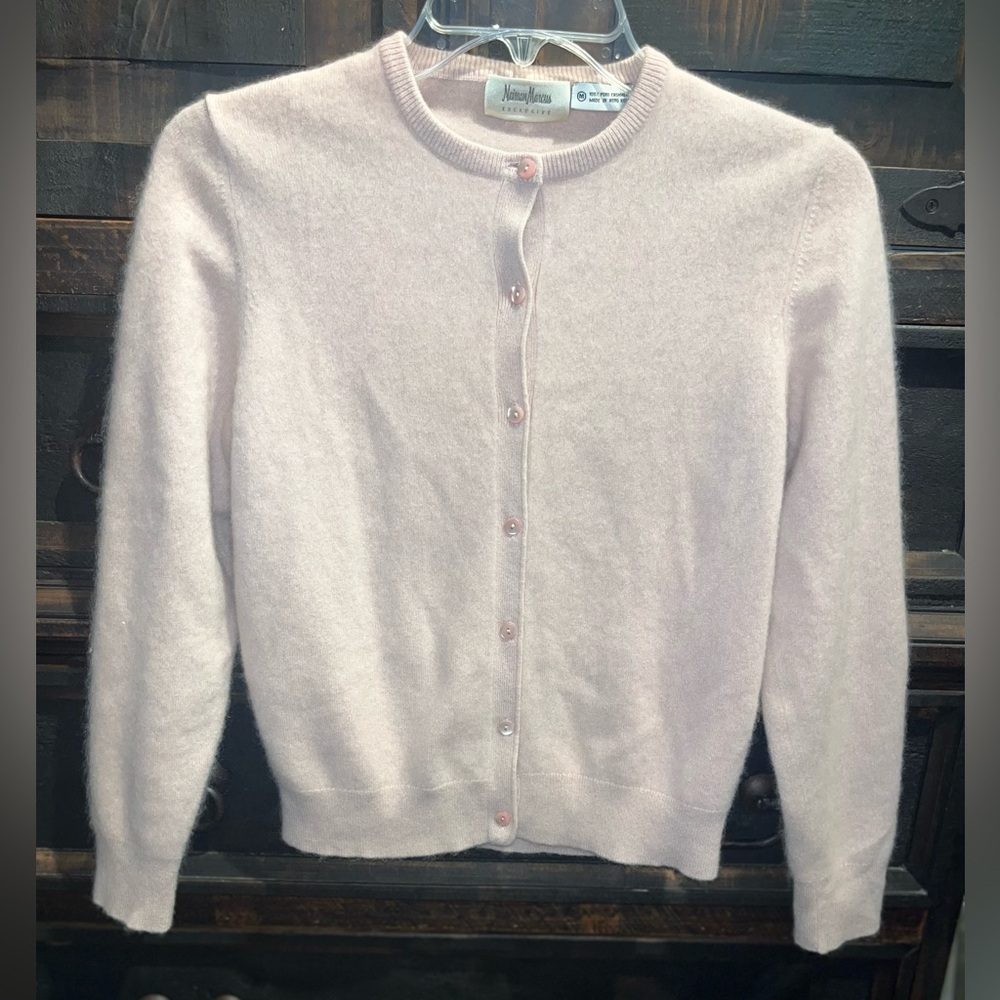Neiman Marcus Exclusive Soft Pink Cardigan Sweater